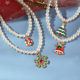 Snowflake Bell Christmas Tree Necklace