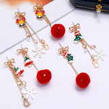 Female Simple Long Tassel Christmas Earrings